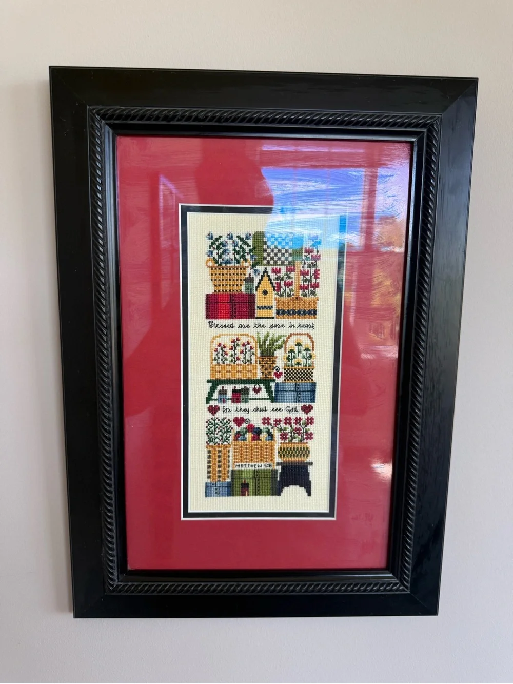 Framed Carriage House Samplings Hawk Run Hollow Cross Stitch Sampler Art